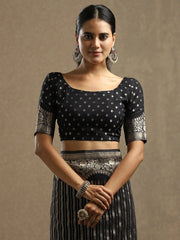 Black Leheriya Georgette Woven Saree