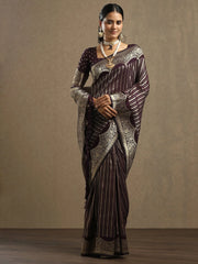 Purple Leheriya Georgette Woven Saree