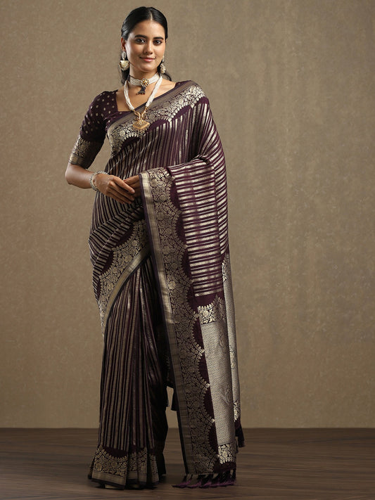 Purple Purple Leheriya Georgette Woven Saree