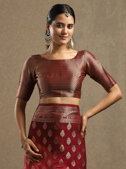 Peach Kanjeevaram Georgette Woven Saree