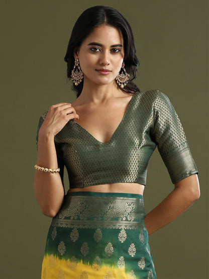 Yellow Kanjeevaram Georgette Woven Saree