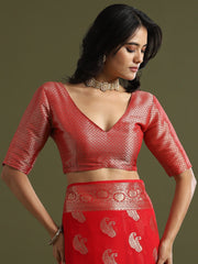 Red Bagh Georgette Woven Saree