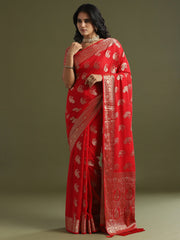 Red Bagh Georgette Woven Saree