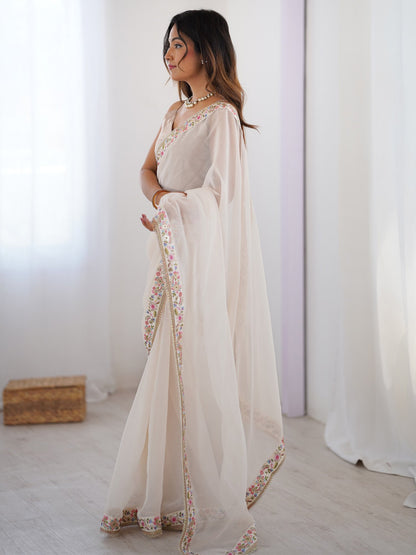 Off Party Wear Georgette Embellished Saree
