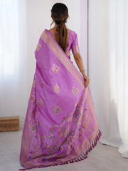 Lavendar Kanjeevaram Dola Silk Woven Saree - The Dori Store