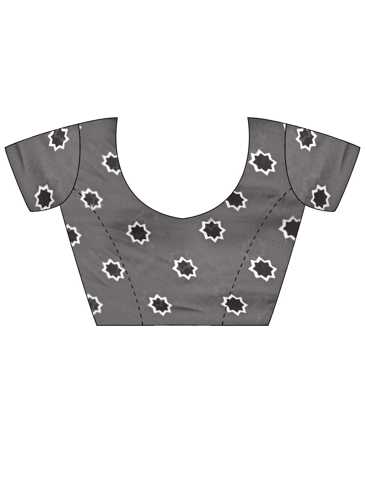 Grey Block Print Satin Printed Saree