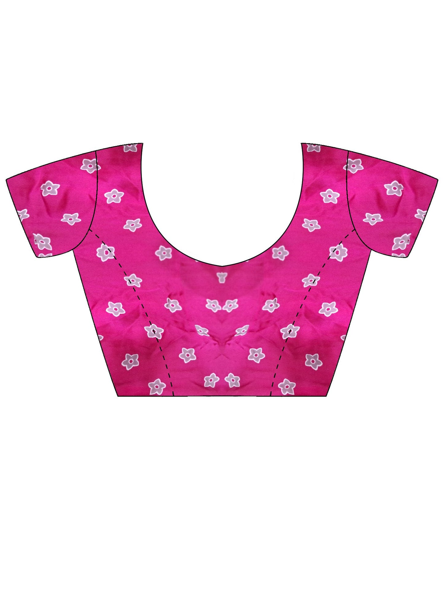 Pink Block Print Satin Printed Saree
