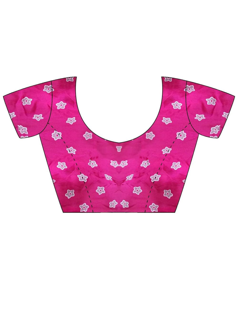 Pink Block Print Satin Printed Saree - The Dori Store