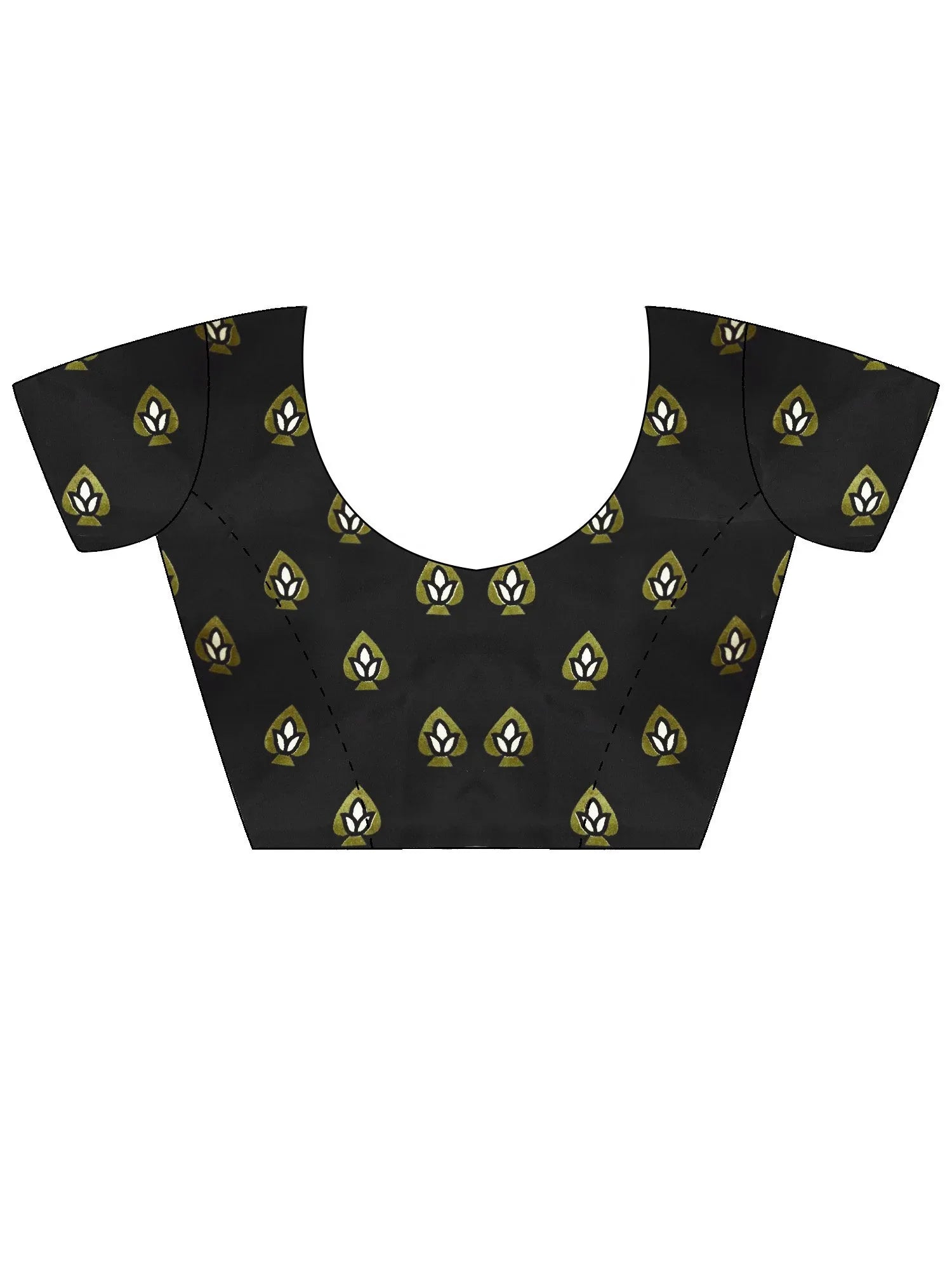 Black Block Print Satin Printed Saree