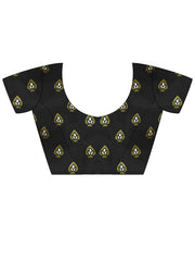 Black Block Print Satin Printed Saree