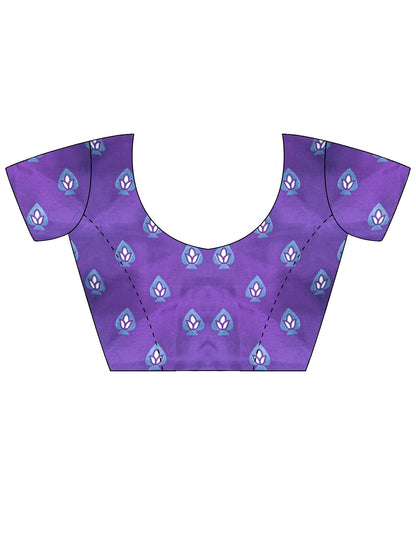 Purple Block Print Satin Printed Saree