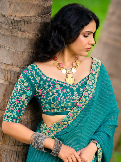 partywear designer saree for festive occasions