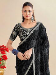 Black Bandhani Georgette Embroidered Saree