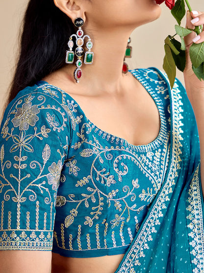 Light Bandhani Georgette Embroidered Saree