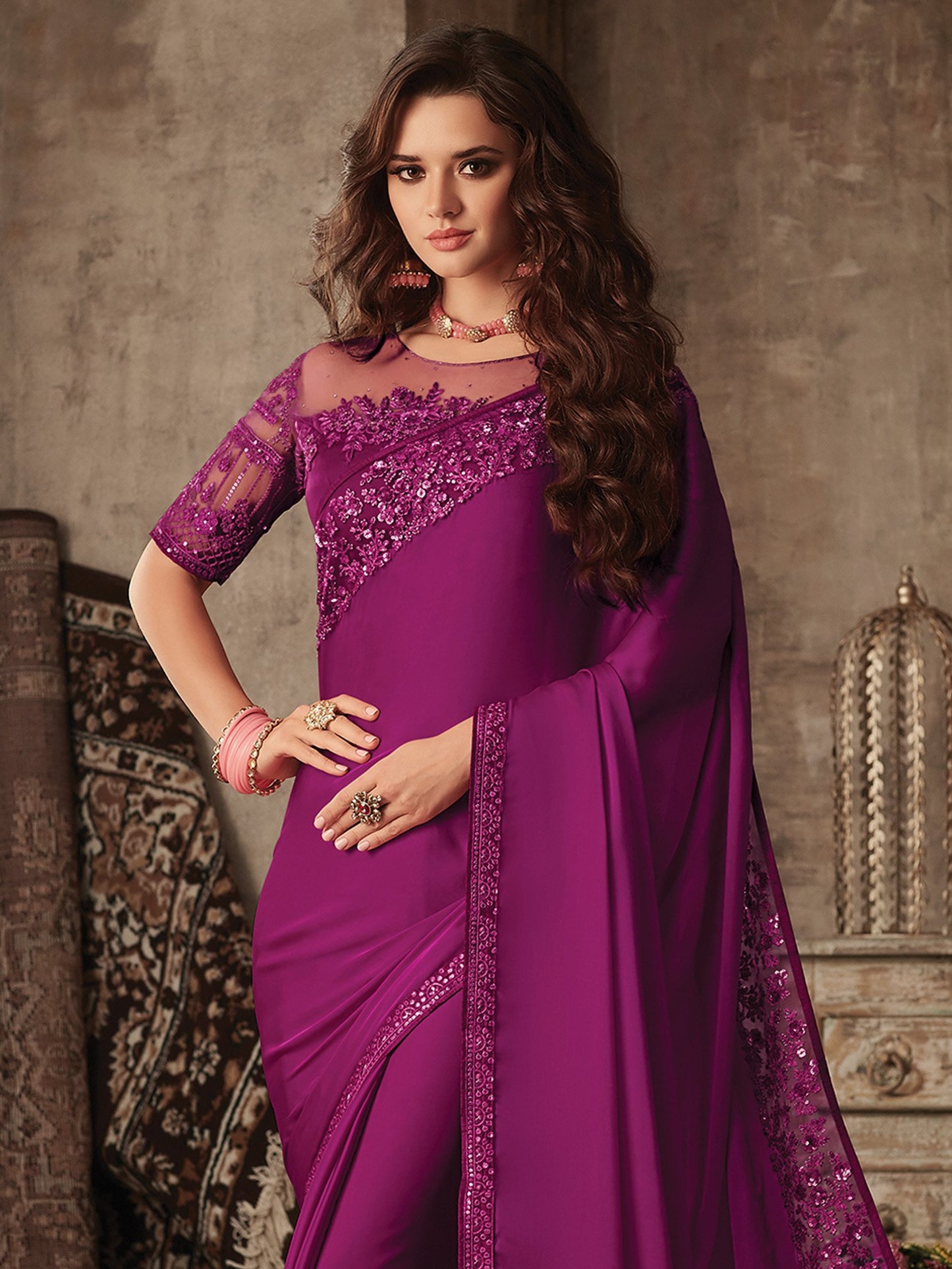 partywear designer saree for festive occasions