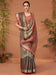Grey Grey Block Print Linen Blend Printed Saree