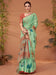 Green Sea Block Print Linen Blend Printed Saree