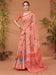 Pink Pink Block Print Linen Blend Printed Saree