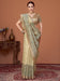 Cream Beige Banarasi Cotton Silk Printed Saree