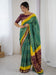 Teal green Teal Bandhani Cotton Printed Saree