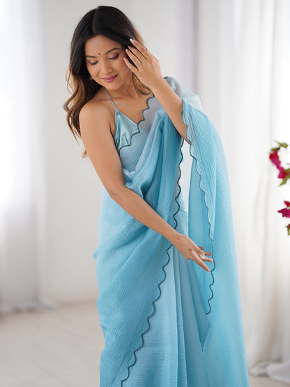Light Party Wear Chiffon Embellished Saree