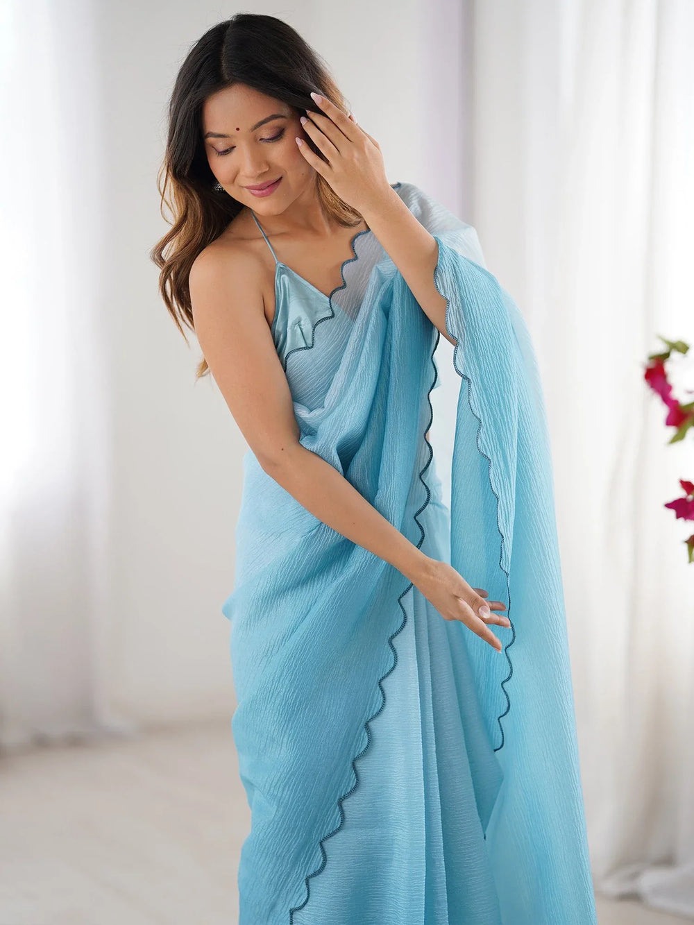 Light Party Wear Chiffon Embellished Saree - The Dori Store