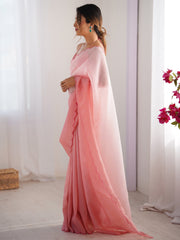 Pink Party Wear Chiffon Embellished Saree