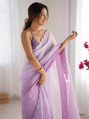 Lavendar Party Wear Chiffon Embellished Saree - The Dori Store