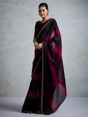 Pink Party Wear Satin Embellished Saree