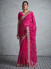 Pink Pink Party Wear Georgette Embroidered Saree