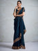 Blue Teal Party Wear Organza Embellished Saree