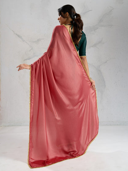 Brown Party Wear Silk Blend Embellished Saree