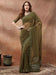 Green Olive Party Wear Georgette Embellished Saree