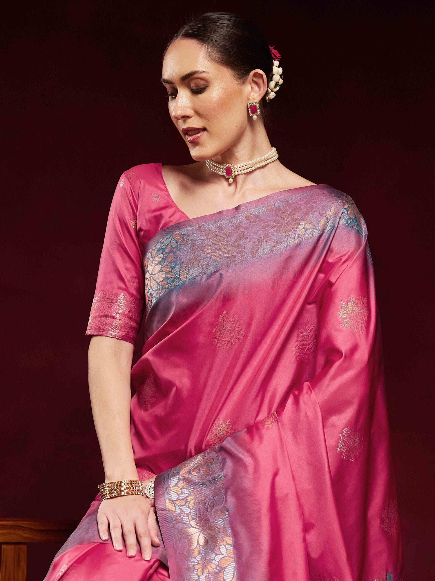 Pink Paithani Soft Silk Woven Saree
