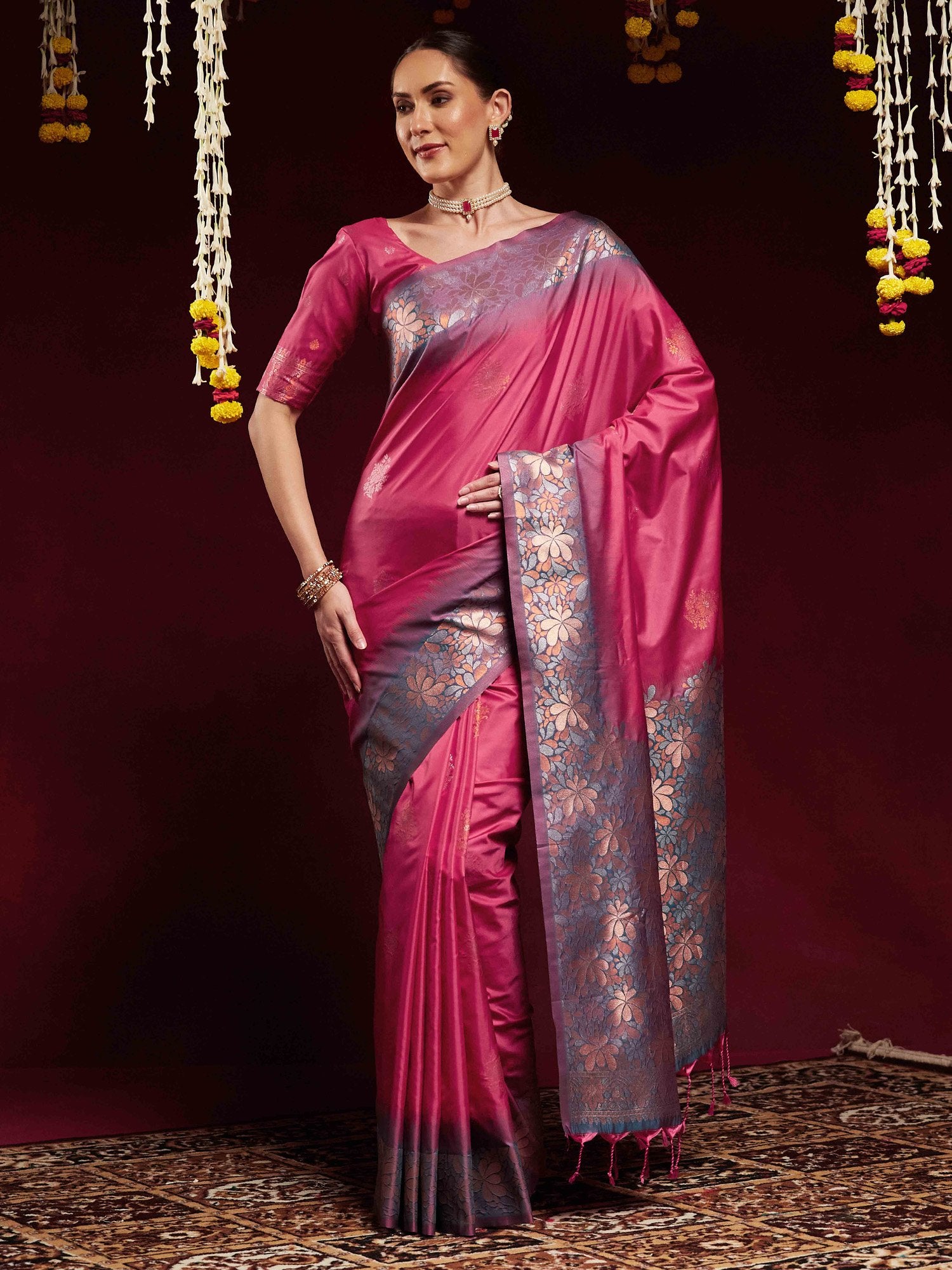 Pink Pink Paithani Soft Silk Woven Saree
