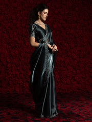 Grey Party Wear Tissue Embellished Saree
