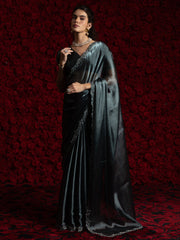 Grey Grey Party Wear Tissue Embellished Saree
