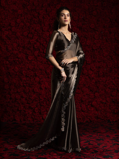 Metallic Party Wear Tissue Embellished Saree