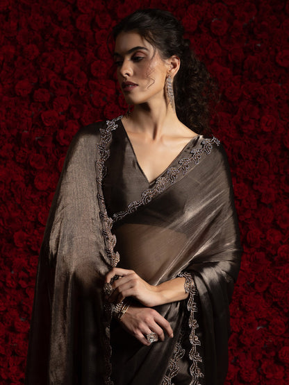 Metallic Party Wear Tissue Embellished Saree