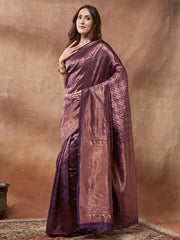 Purple Kanjeevaram Litchi Silk Woven Saree