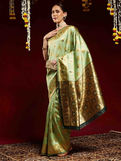 Light Kanjeevaram Litchi Silk Woven Saree