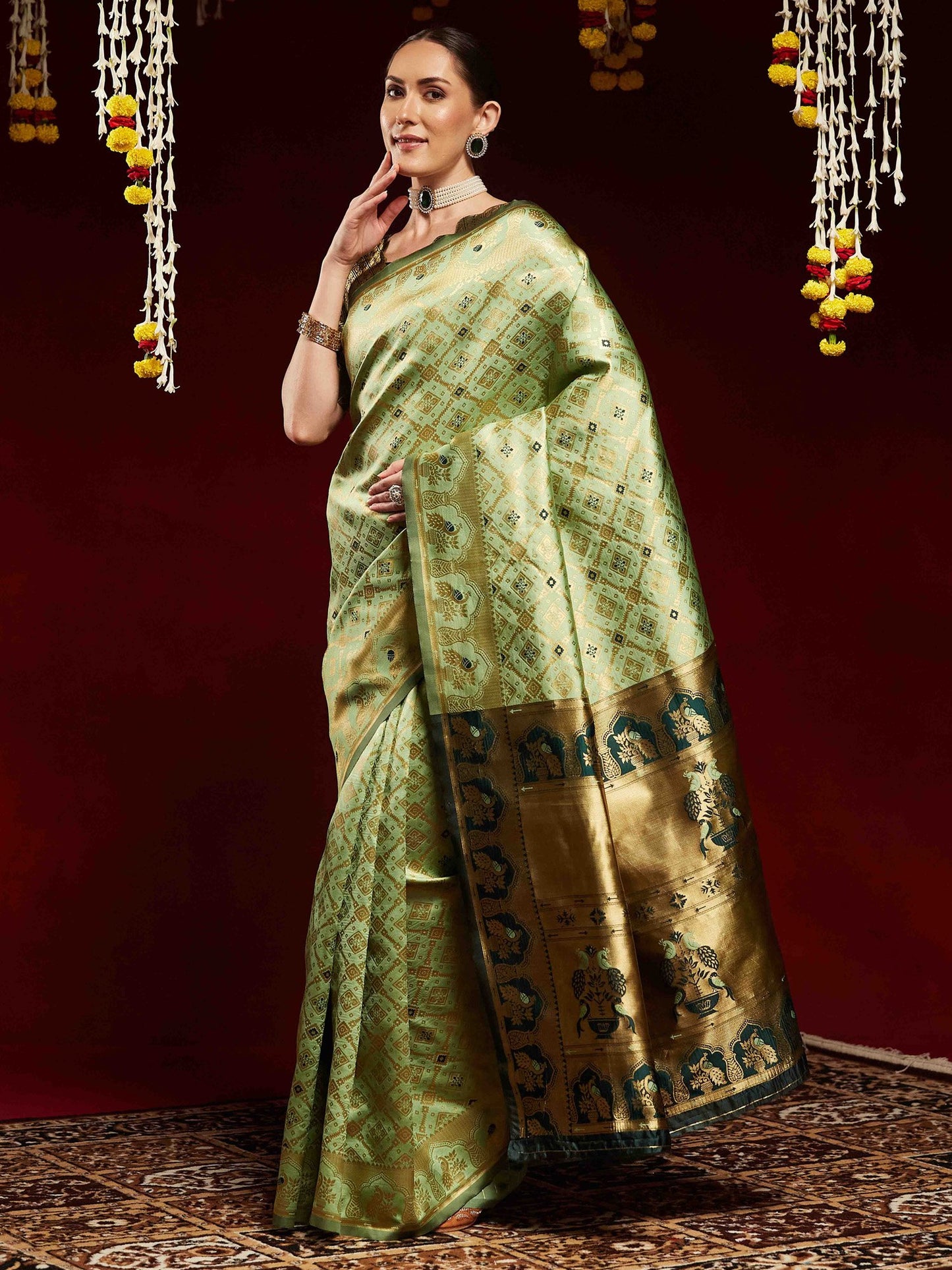 Light Kanjeevaram Litchi Silk Woven Saree