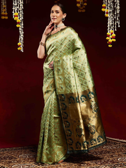 Light Kanjeevaram Litchi Silk Woven Saree