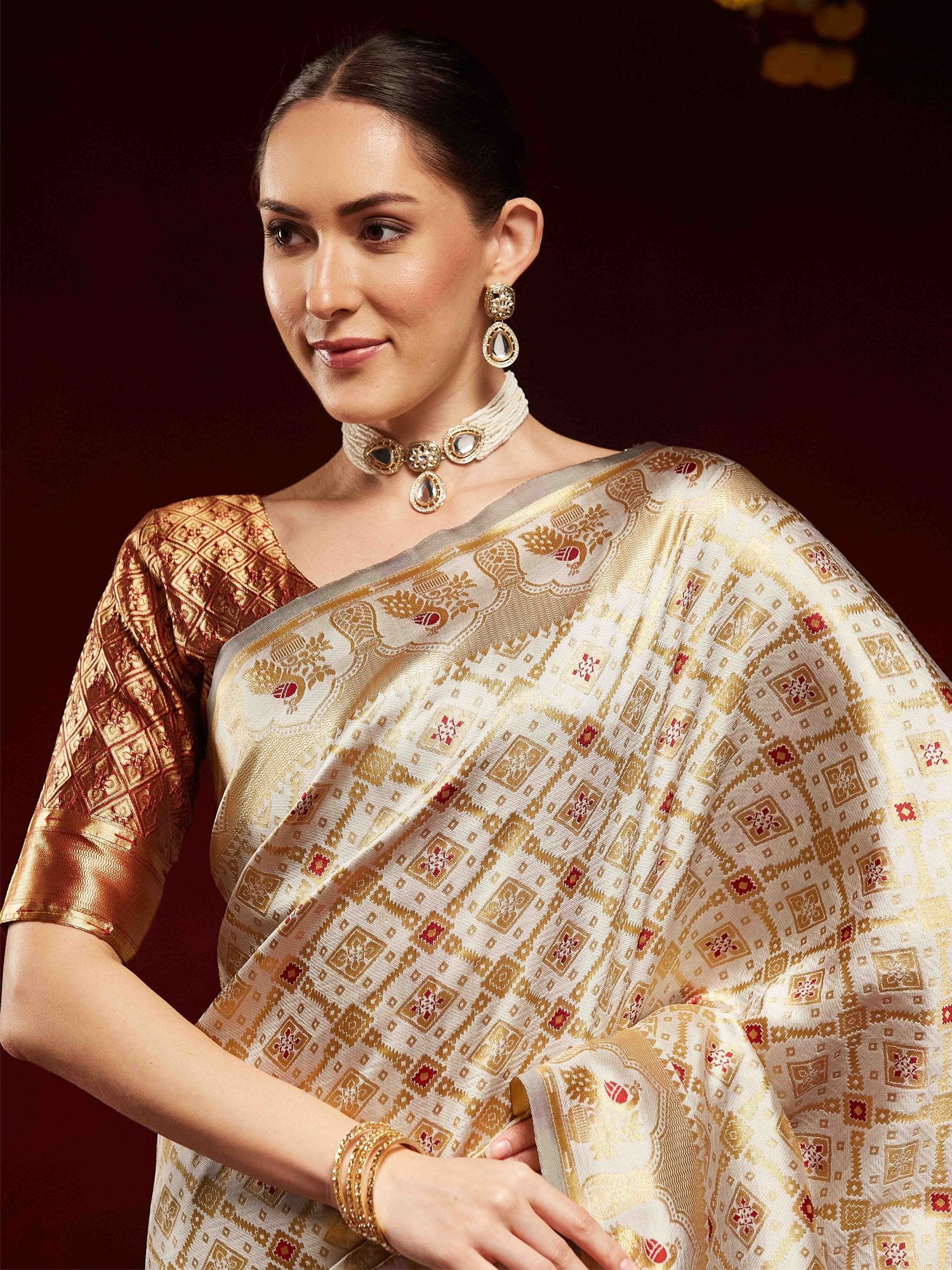 Grey Kanjeevaram Litchi Silk Woven Saree