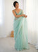 Blue Turquoise Party Wear Net Embellished Saree