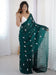 Blue Teal Party Wear Tissue Embellished Saree