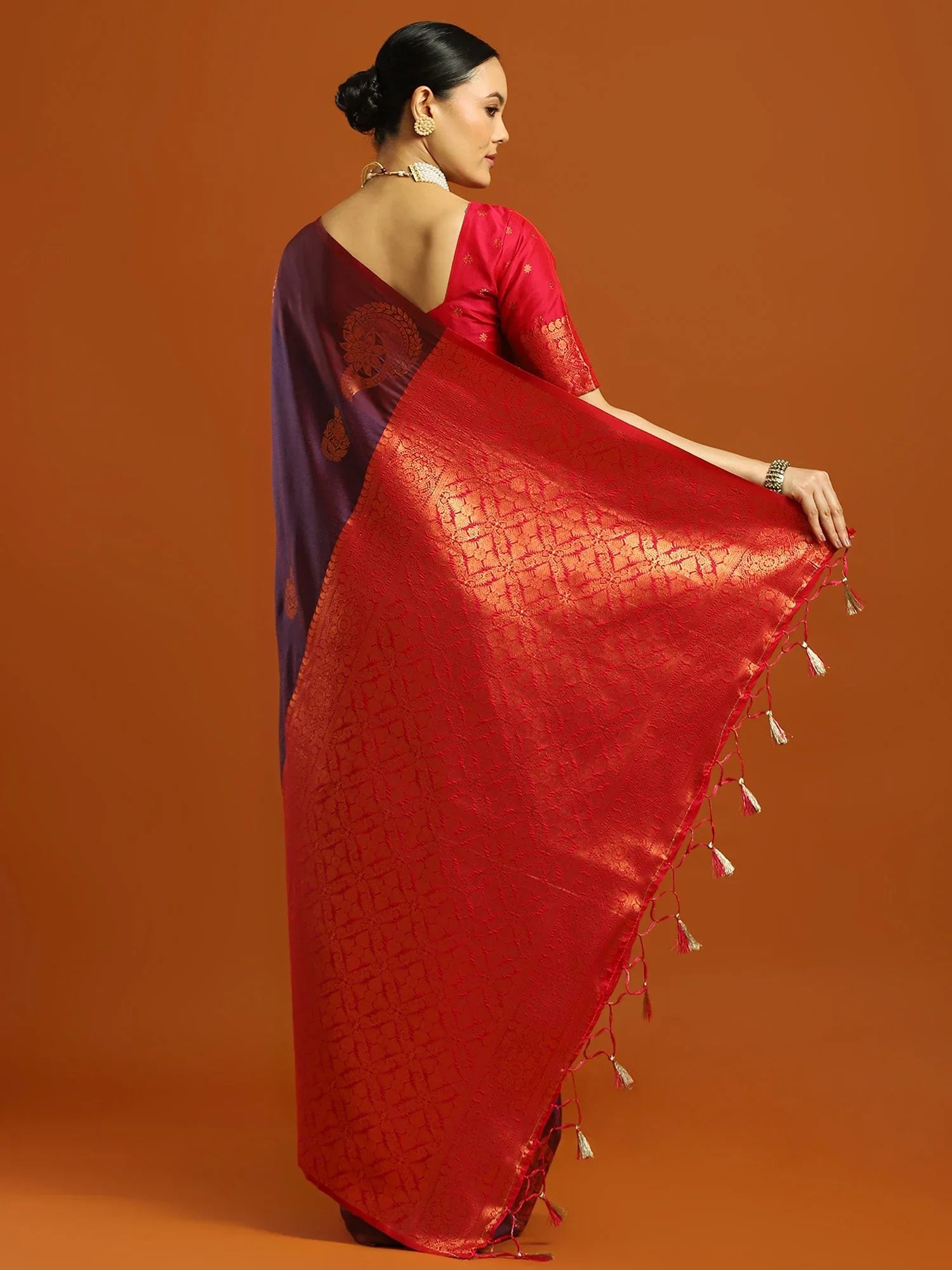 Purple Banarasi Soft Silk Woven Saree