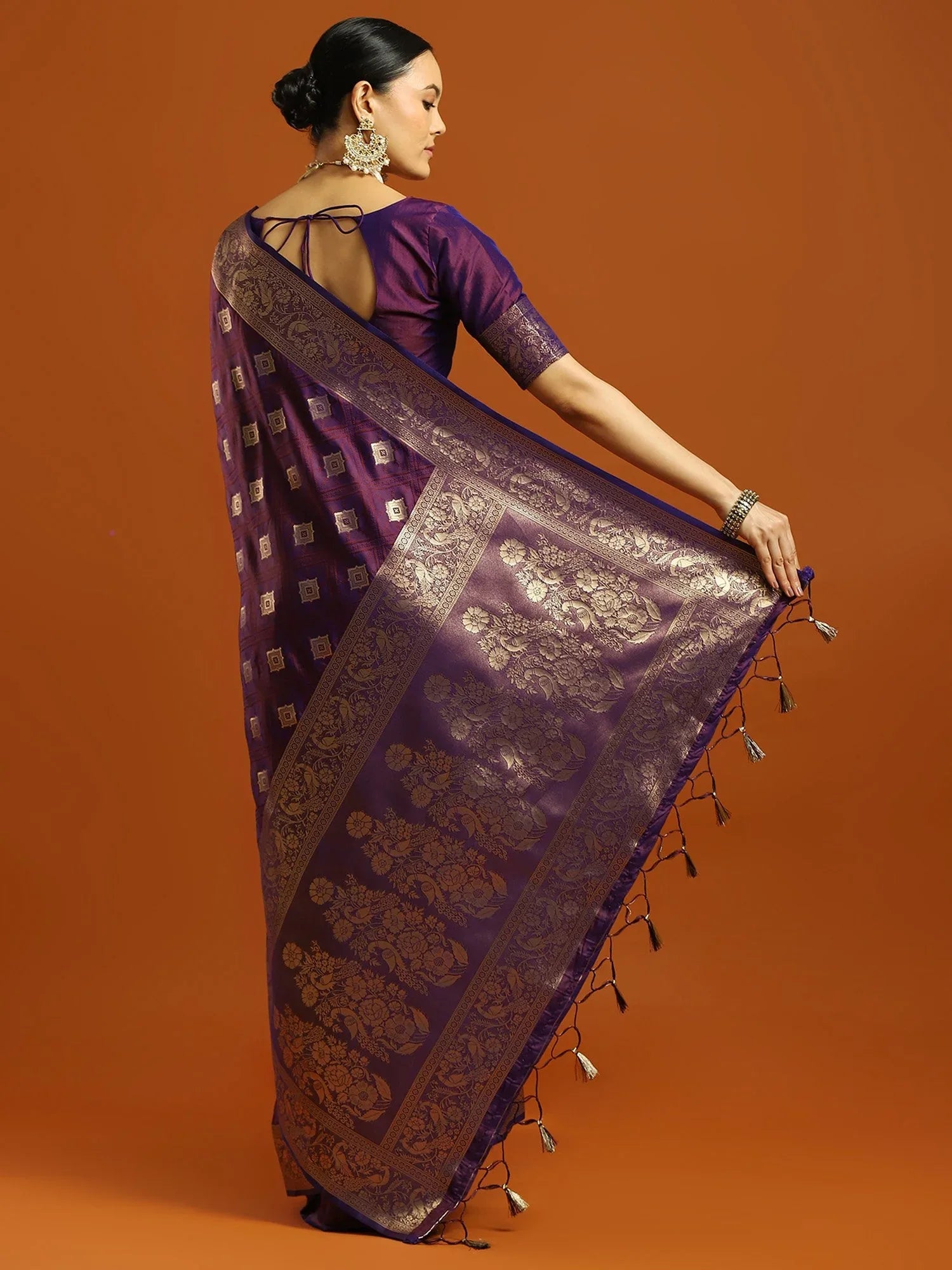 Purple Banarasi Soft Silk Woven Saree