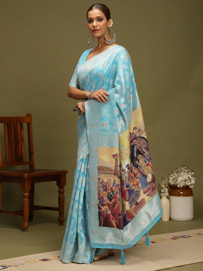 Light Chanderi Organza Woven Saree