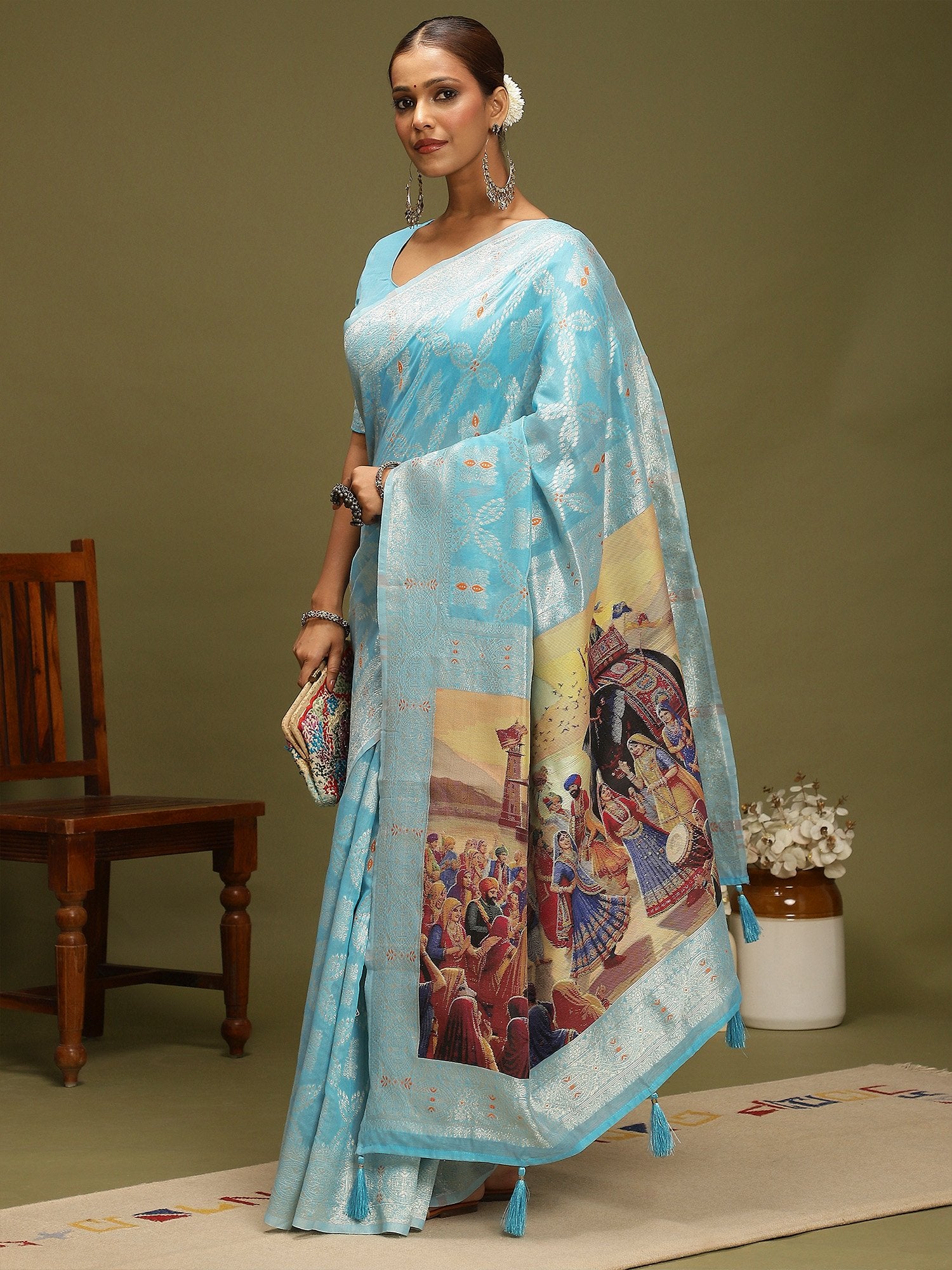 Light Chanderi Organza Woven Saree
